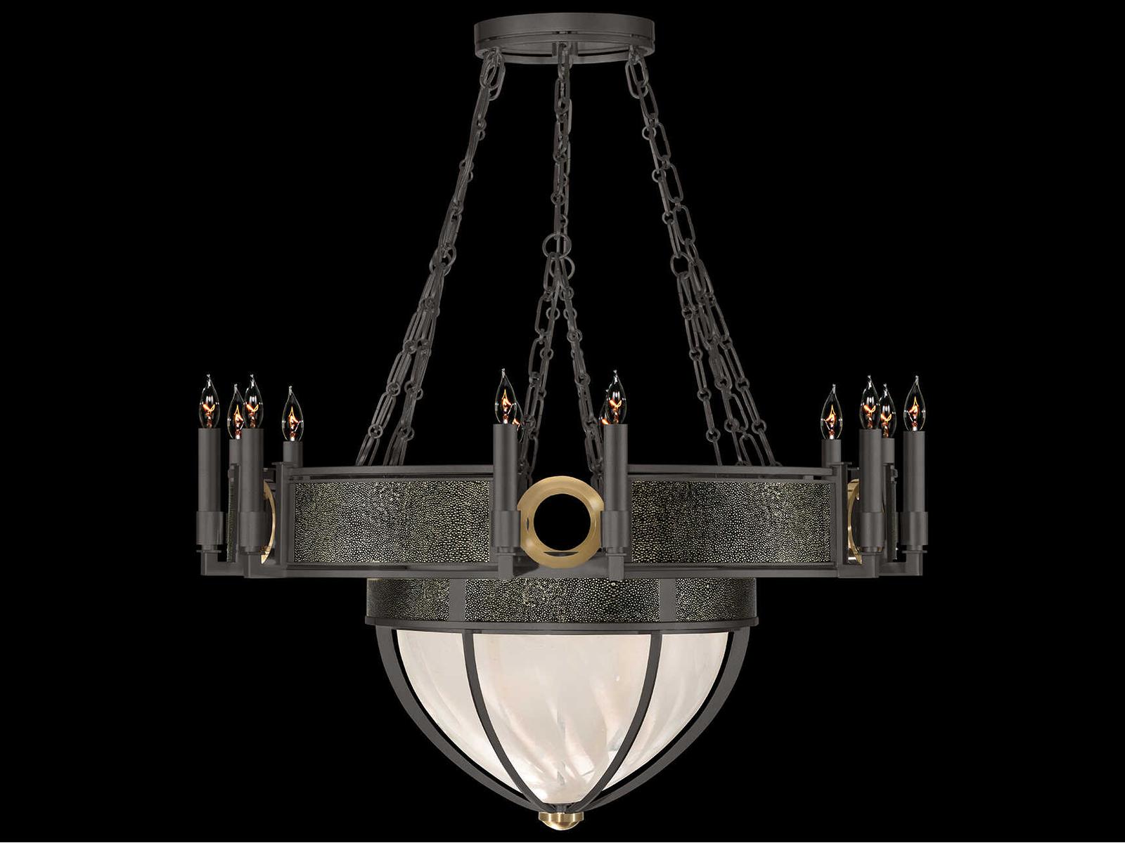 Fine Art Handcrafted Lighting Mirage 15-Light Candelabra Chandelier in Midnight Steel