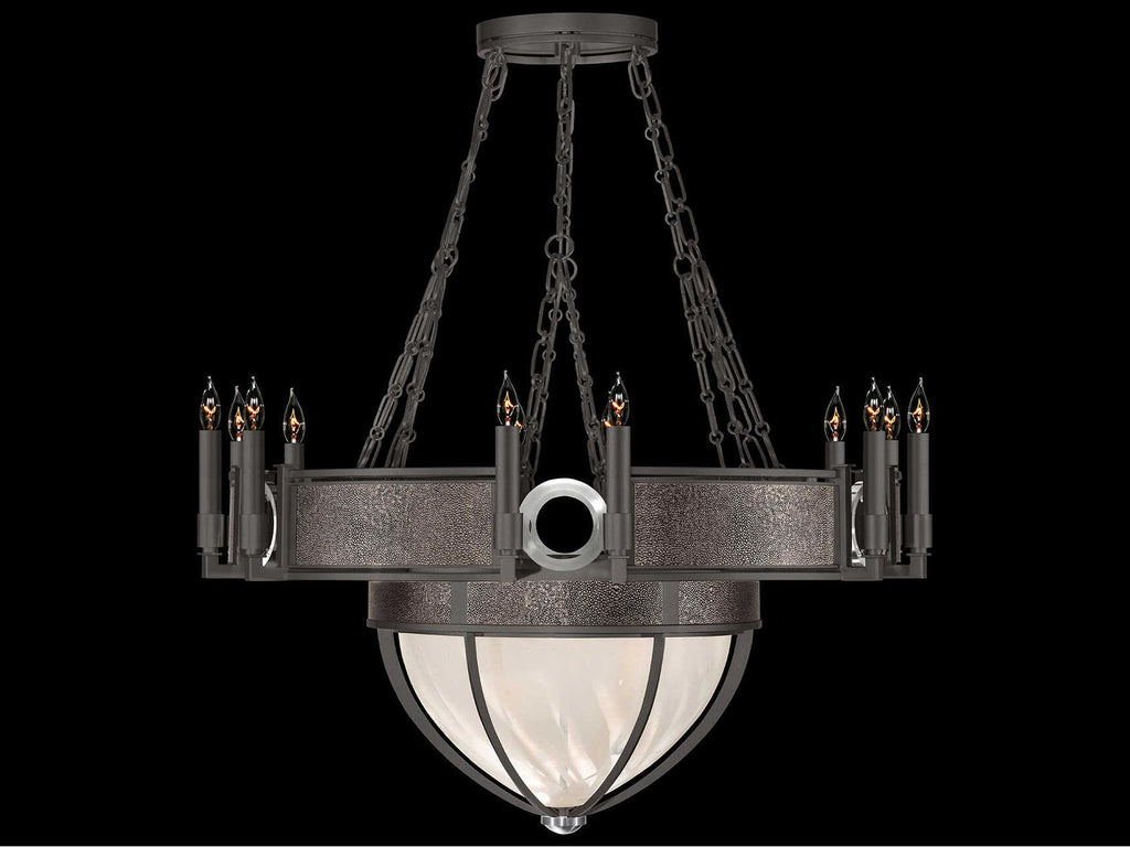 Fine Art Handcrafted Lighting Mirage 15-Light Candelabra Chandelier in Midnight Steel