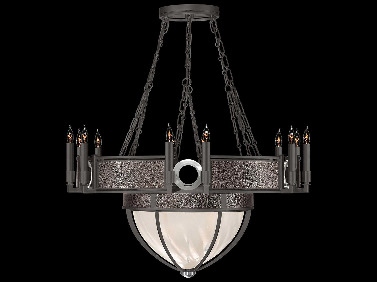 Fine Art Handcrafted Lighting Mirage 15-Light Candelabra Chandelier in Midnight Steel