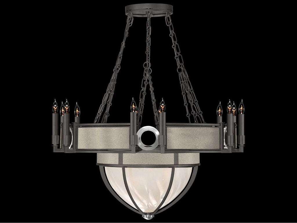 Fine Art Handcrafted Lighting Mirage 15-Light Candelabra Chandelier in Midnight Steel