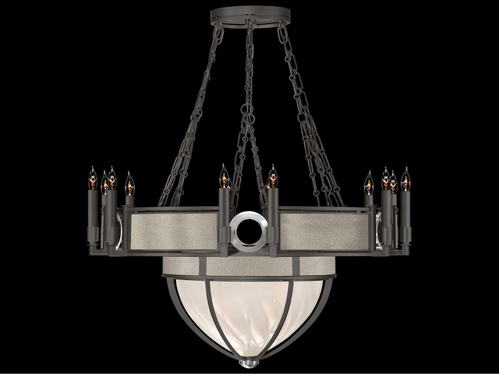 Fine Art Handcrafted Lighting Mirage 15-Light Candelabra Chandelier in Midnight Steel