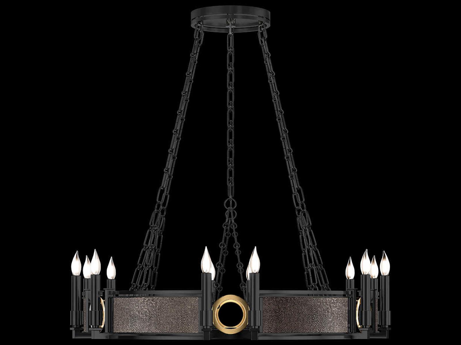 Fine Art Handcrafted Lighting Mirage 12-Light Black Iron Traditional Round Chandelier