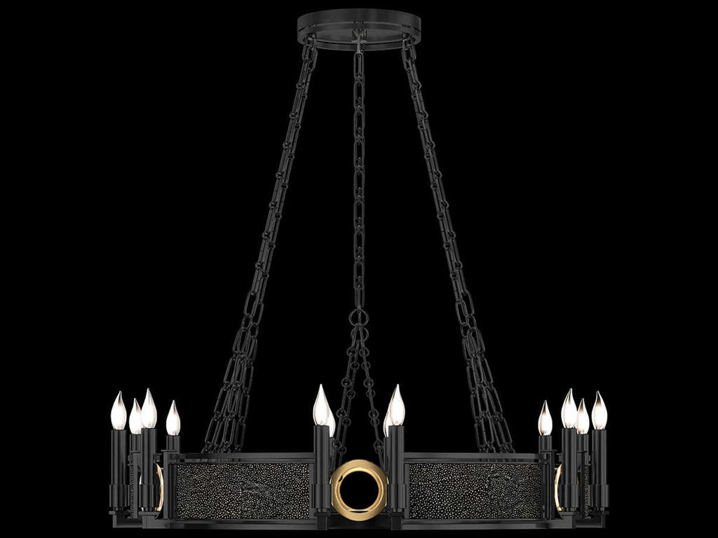 Fine Art Handcrafted Lighting Mirage 12-Light Black Iron Traditional Round Chandelier