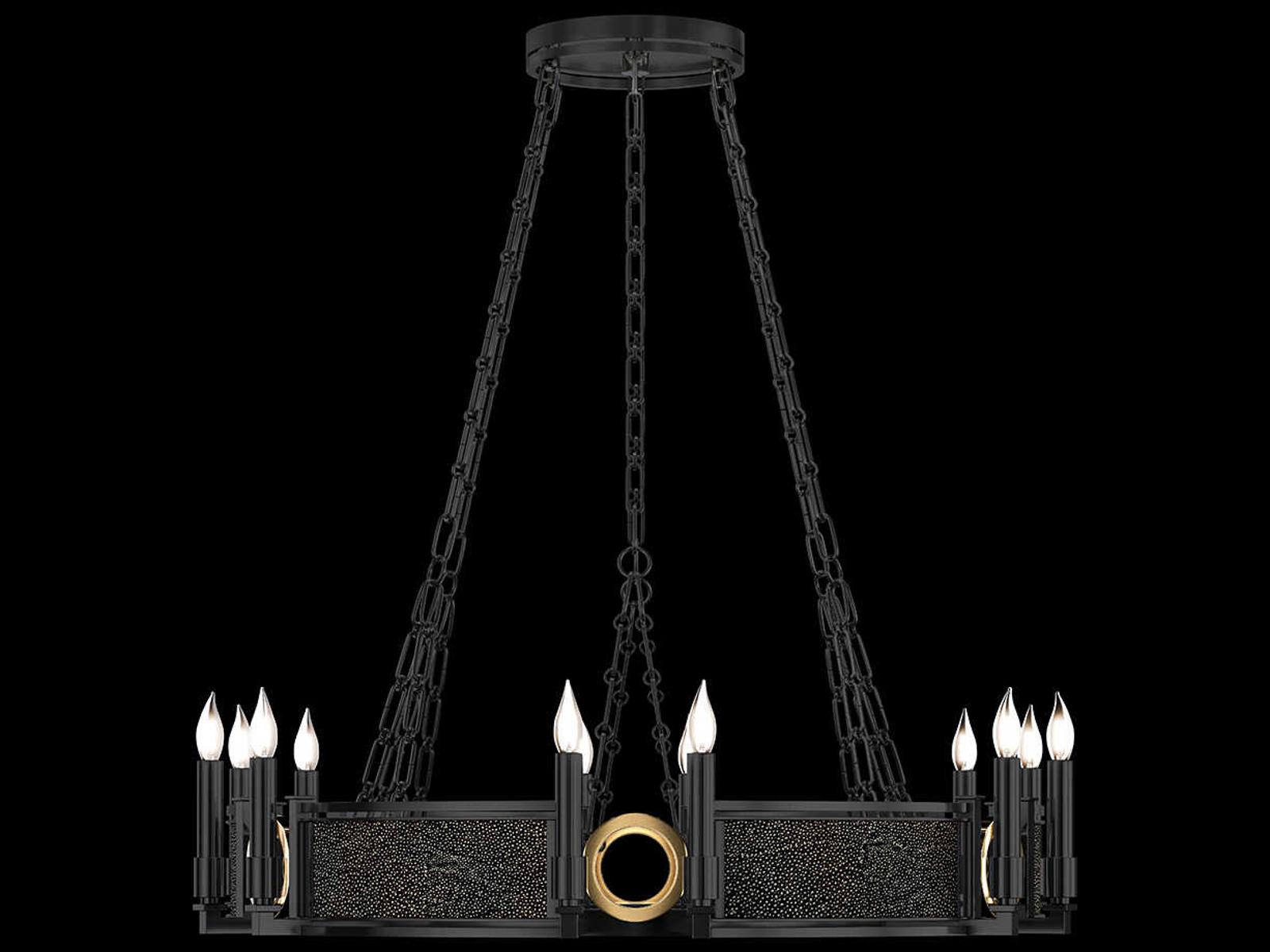 Fine Art Handcrafted Lighting Mirage 12-Light Black Iron Traditional Round Chandelier