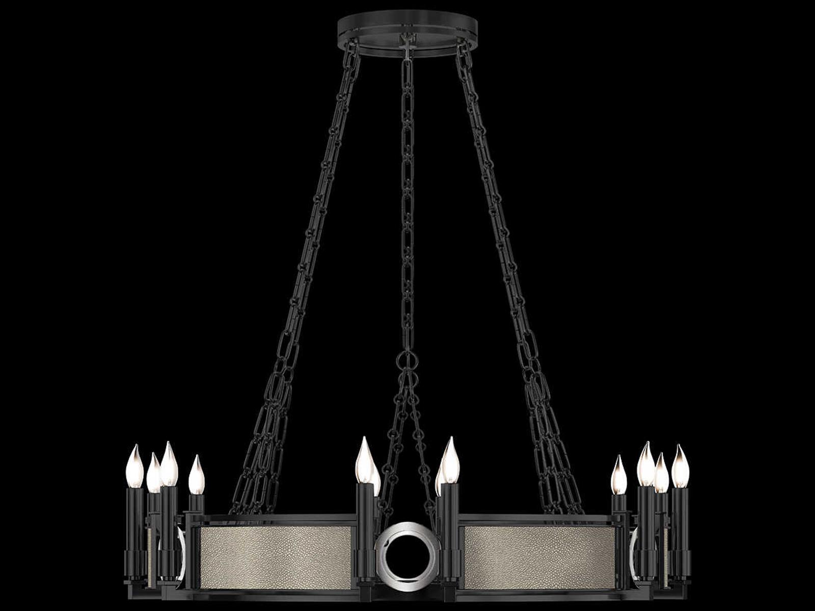 Fine Art Handcrafted Lighting Mirage 12-Light Black Iron Traditional Round Chandelier