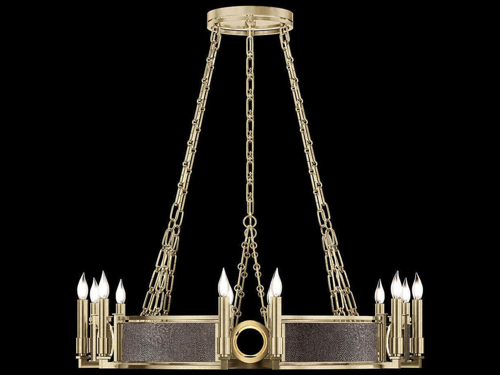 Fine Art Handcrafted Lighting 12-Light Mirage Round Chandelier in Soft Gold Leaf