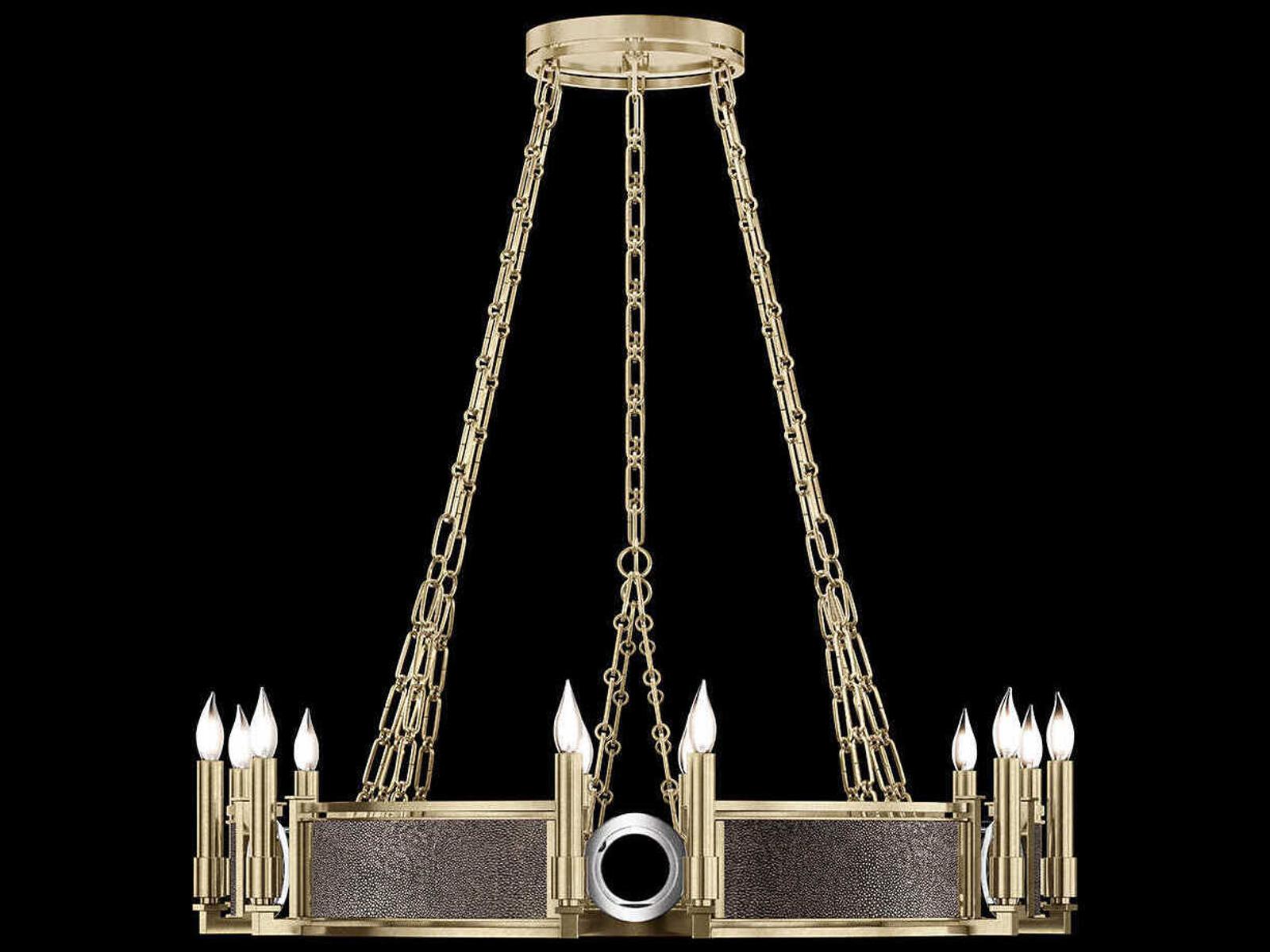 Fine Art Handcrafted Lighting 12-Light Mirage Round Chandelier in Soft Gold Leaf