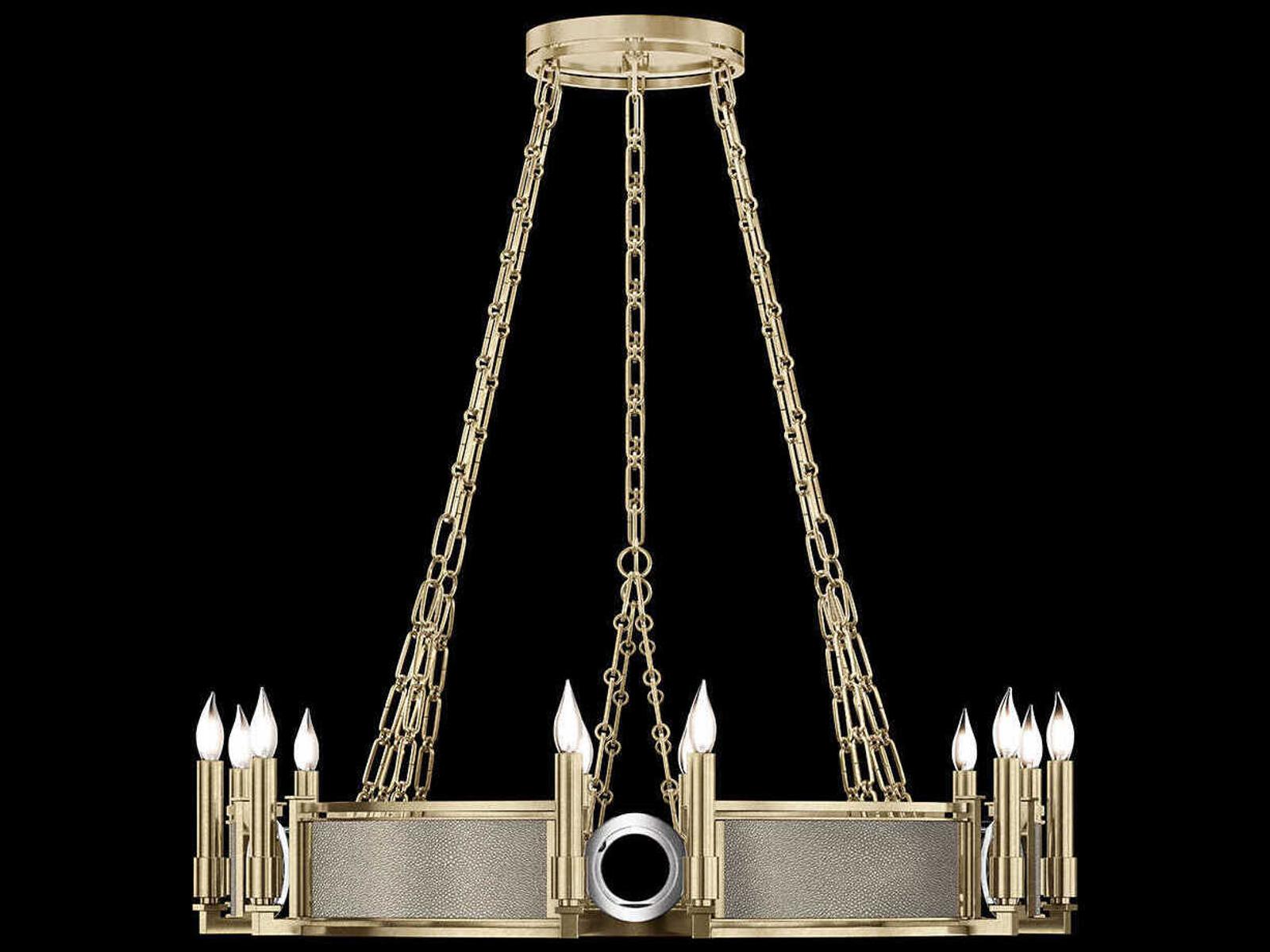 Fine Art Handcrafted Lighting 12-Light Mirage Round Chandelier in Soft Gold Leaf