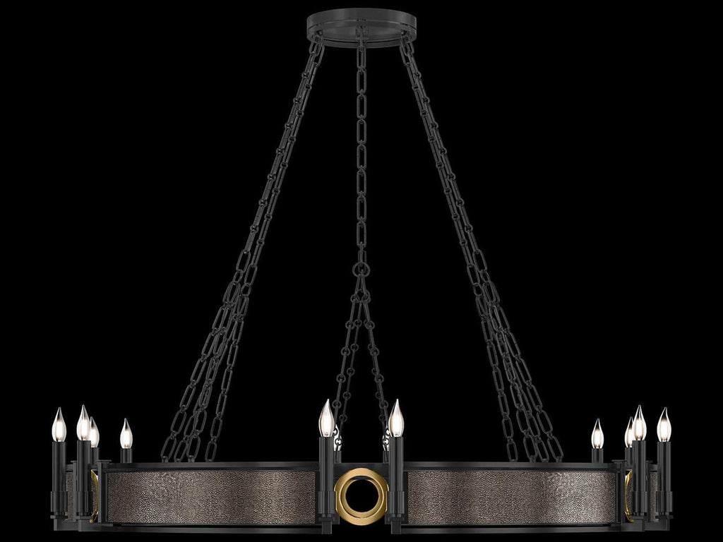 Fine Art Handcrafted Lighting 12-Light Mirage Black Iron Traditional Chandelier