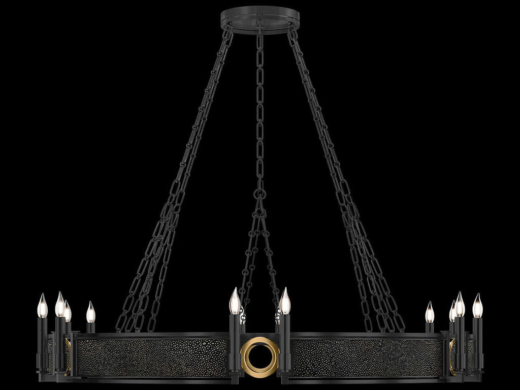 Fine Art Handcrafted Lighting 12-Light Mirage Black Iron Traditional Chandelier