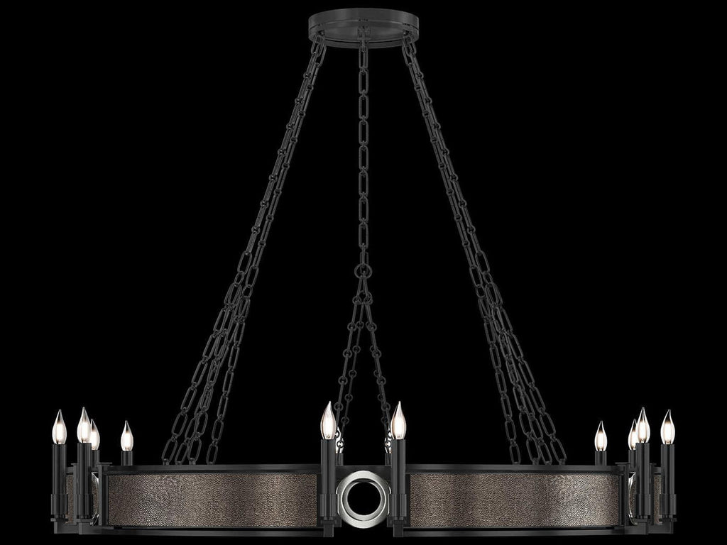 Fine Art Handcrafted Lighting 12-Light Mirage Black Iron Traditional Chandelier