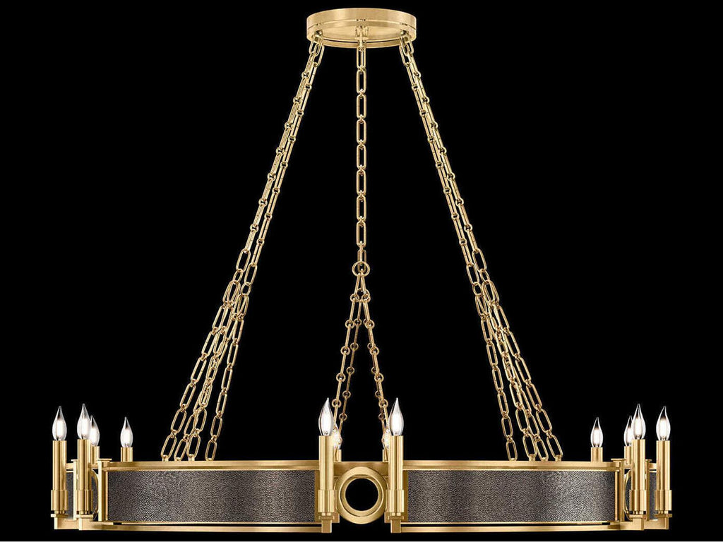 Fine Art Handcrafted Lighting Mirage 12-Light Gold Leaf Traditional Candelabra Chandelier