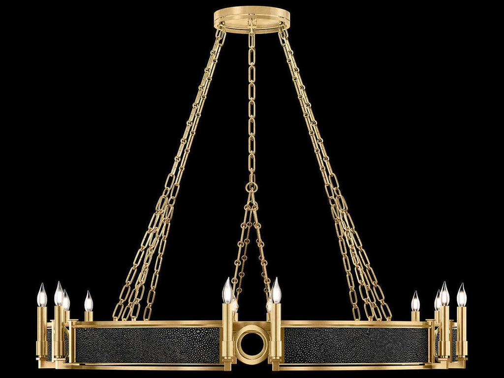 Fine Art Handcrafted Lighting Mirage 12-Light Gold Leaf Traditional Candelabra Chandelier