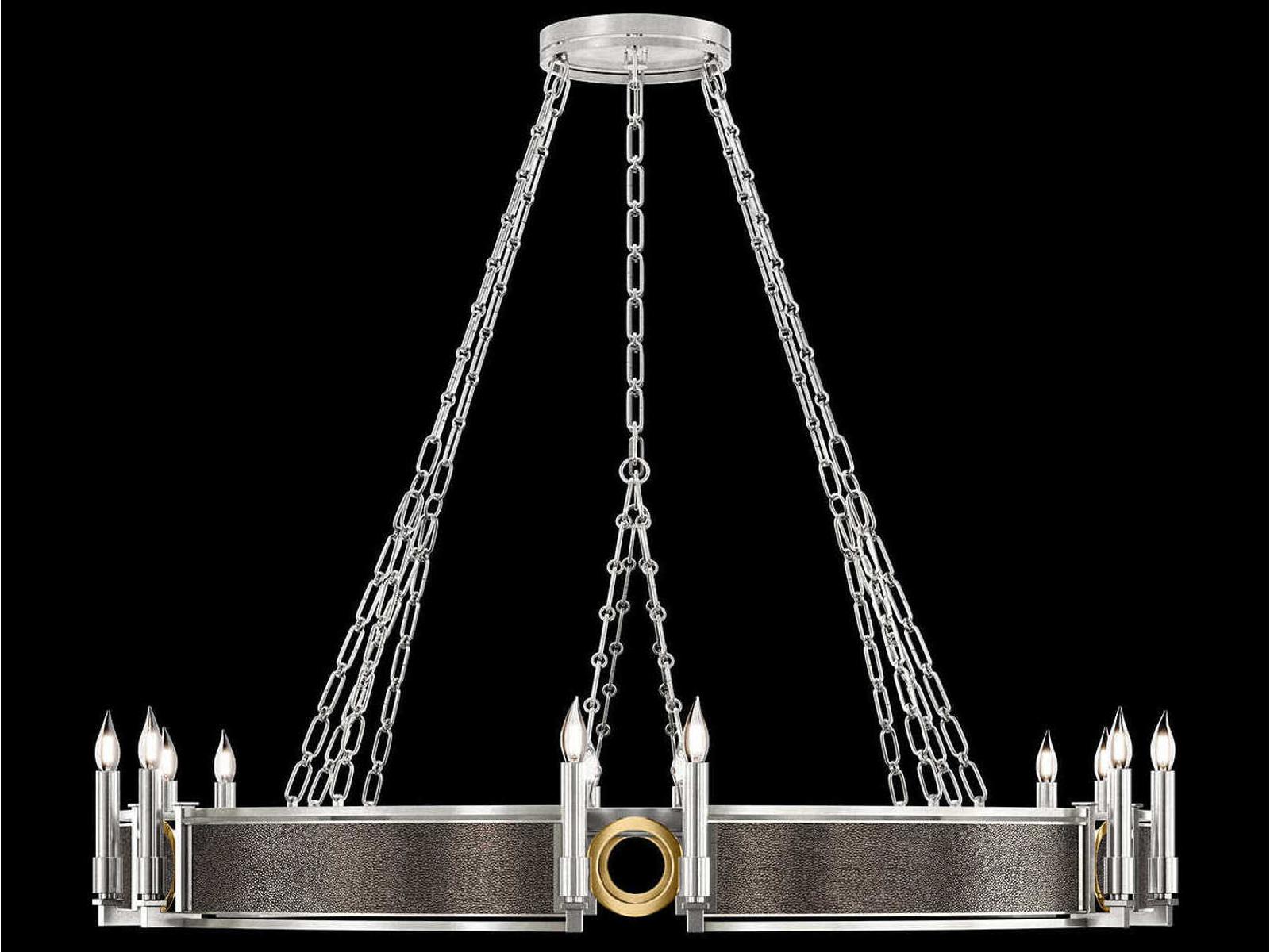 Fine Art Handcrafted Lighting Mirage 12-Light Silver Leaf Traditional Round Chandelier