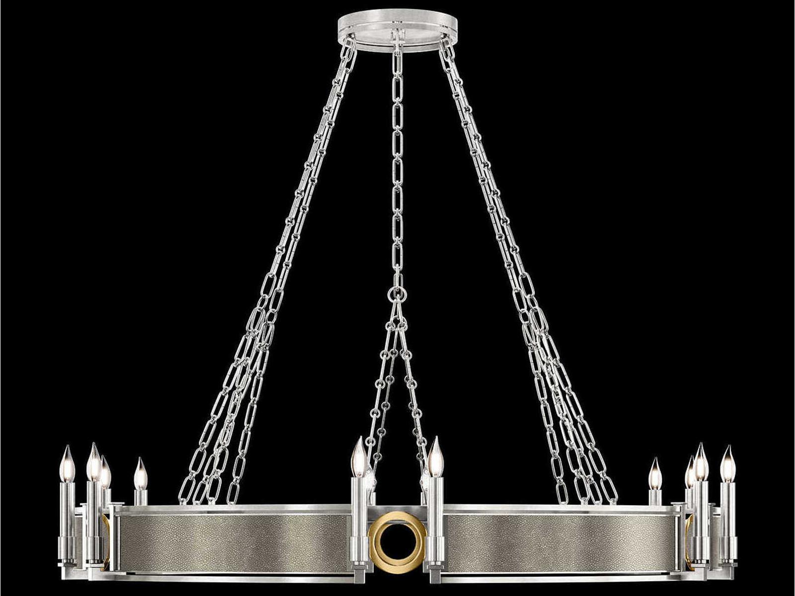 Fine Art Handcrafted Lighting Mirage 12-Light Silver Leaf Traditional Round Chandelier