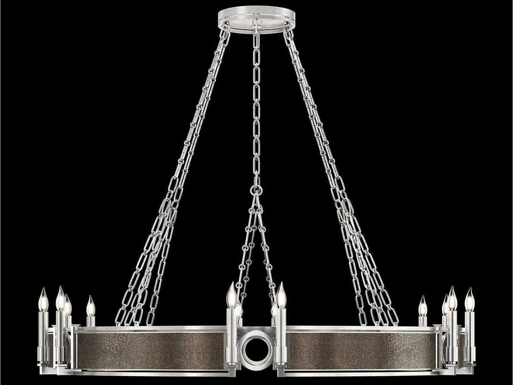 Fine Art Handcrafted Lighting Mirage 12-Light Silver Leaf Traditional Round Chandelier