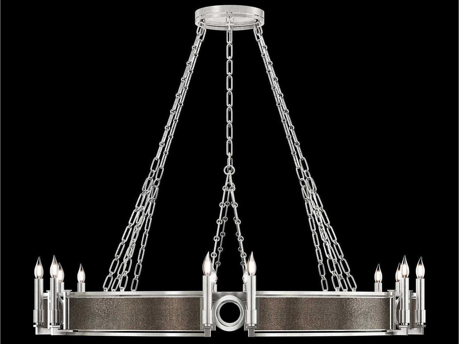 Fine Art Handcrafted Lighting Mirage 12-Light Silver Leaf Traditional Round Chandelier