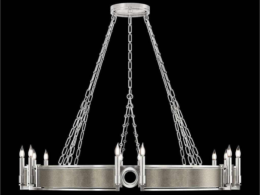 Fine Art Handcrafted Lighting Mirage 12-Light Silver Leaf Traditional Round Chandelier