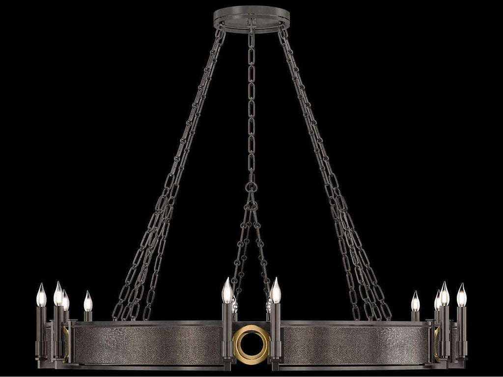 Fine Art Handcrafted Lighting Mirage 12-Light Midnight Steel Traditional Candelabra Round Chandelier