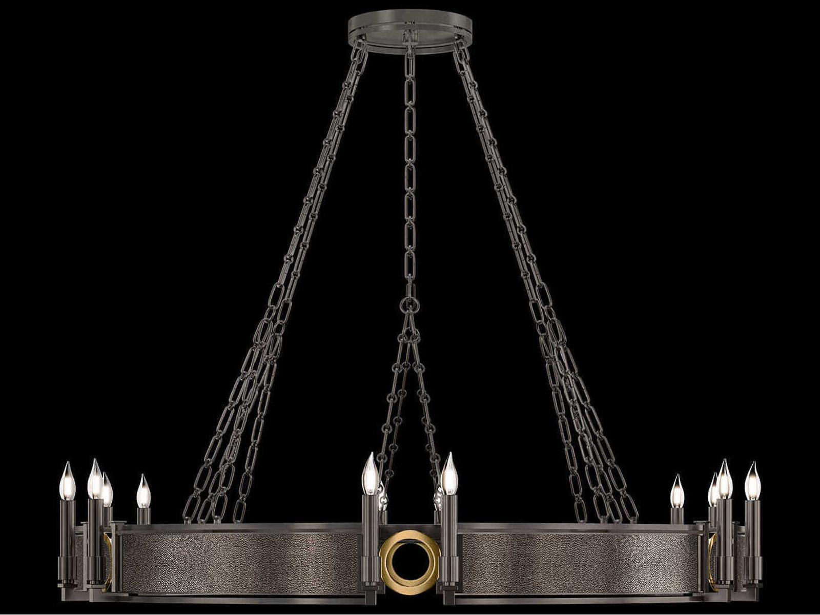 Fine Art Handcrafted Lighting Mirage 12-Light Midnight Steel Traditional Candelabra Round Chandelier