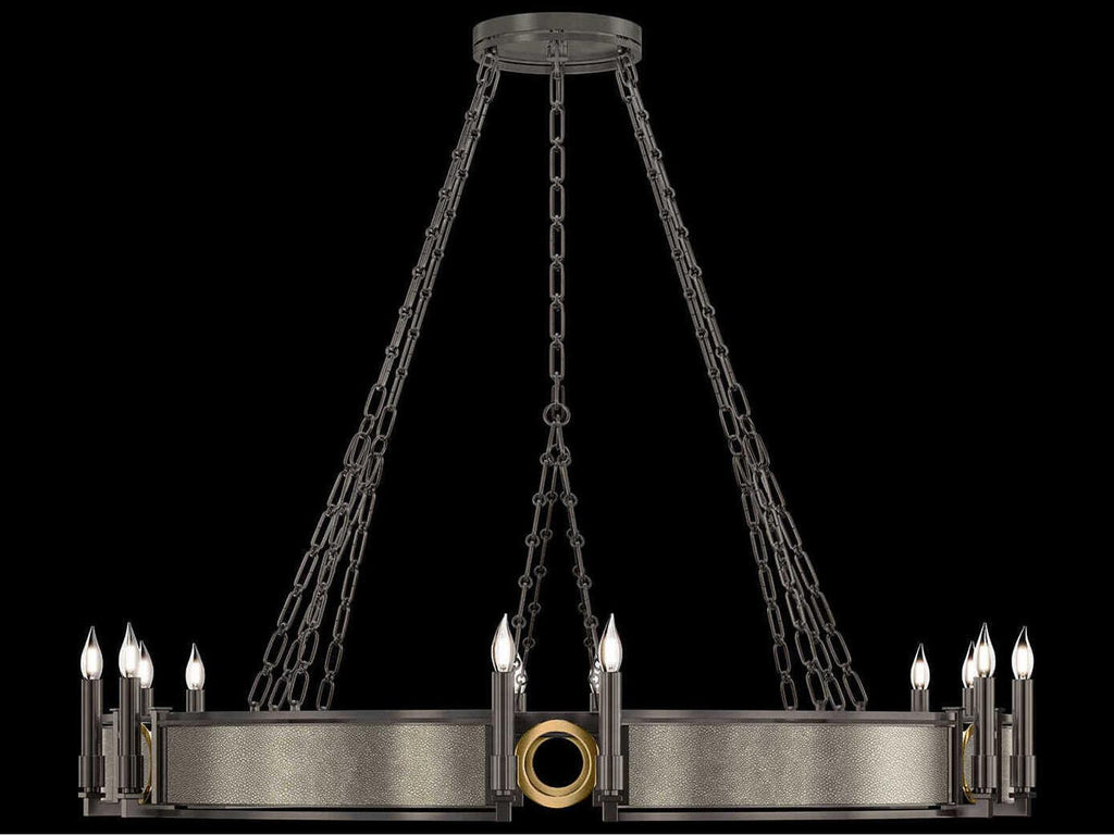 Fine Art Handcrafted Lighting Mirage 12-Light Midnight Steel Traditional Candelabra Round Chandelier
