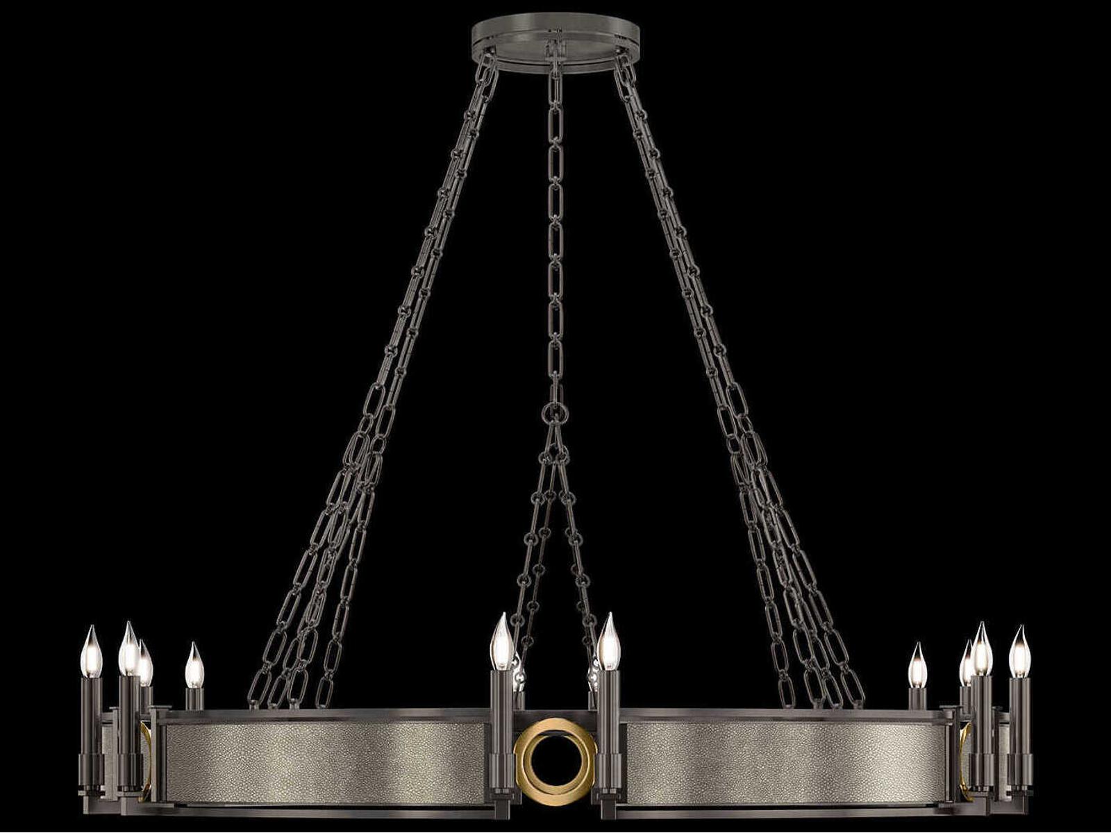 Fine Art Handcrafted Lighting Mirage 12-Light Midnight Steel Traditional Candelabra Round Chandelier