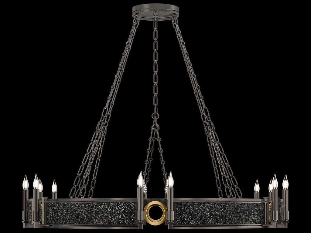 Fine Art Handcrafted Lighting Mirage 12-Light Midnight Steel Traditional Candelabra Round Chandelier