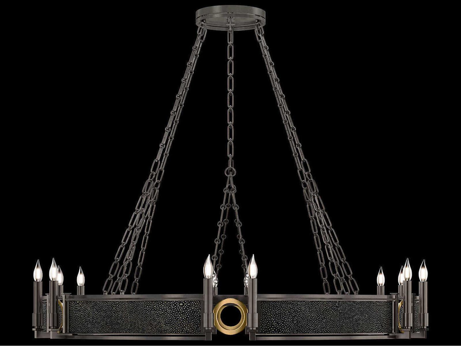 Fine Art Handcrafted Lighting Mirage 12-Light Midnight Steel Traditional Candelabra Round Chandelier