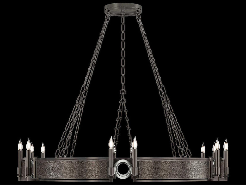 Fine Art Handcrafted Lighting Mirage 12-Light Midnight Steel Traditional Candelabra Round Chandelier