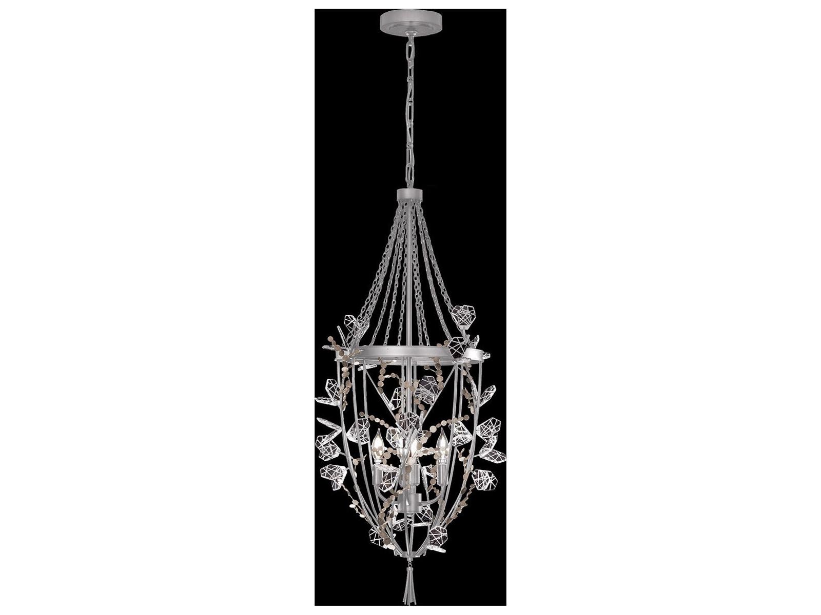 Fine Art Handcrafted Lighting Volare 4-Lights Silver Lantern Chandelier
