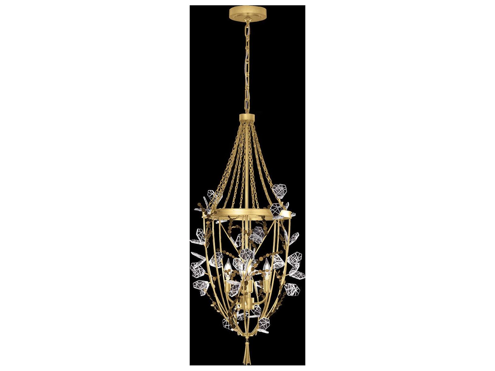 Fine Art Handcrafted Lighting Volare 4-Lights Gold Lantern Chandelier