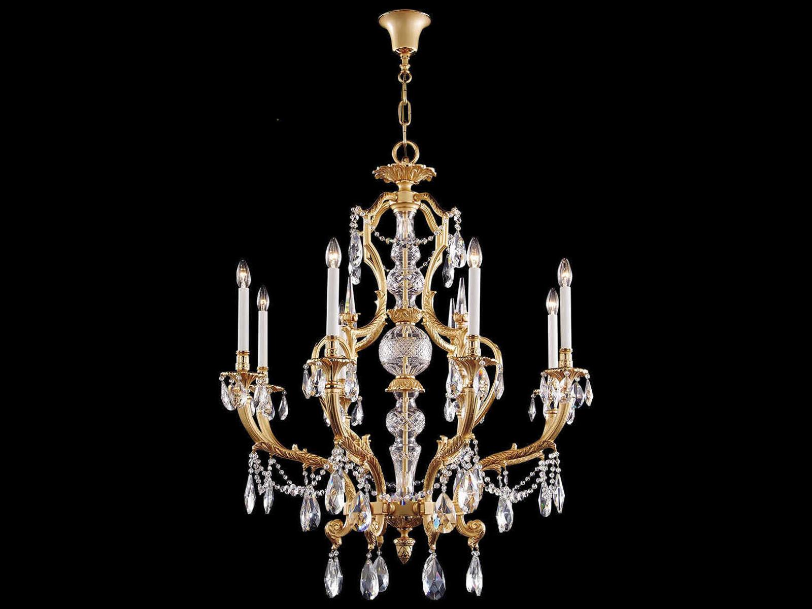 Fine Art Handcrafted Lighting Mariner Luxury 8-Light Traditional Candelabra Chandelier Antique Gold Plated