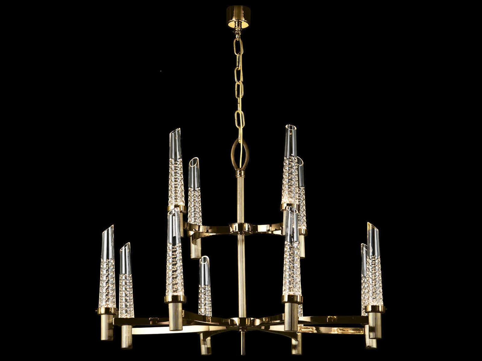 Fine Art Handcrafted Lighting 12-Light Mariner Luxury Tiered Chandelier in Polished Brass