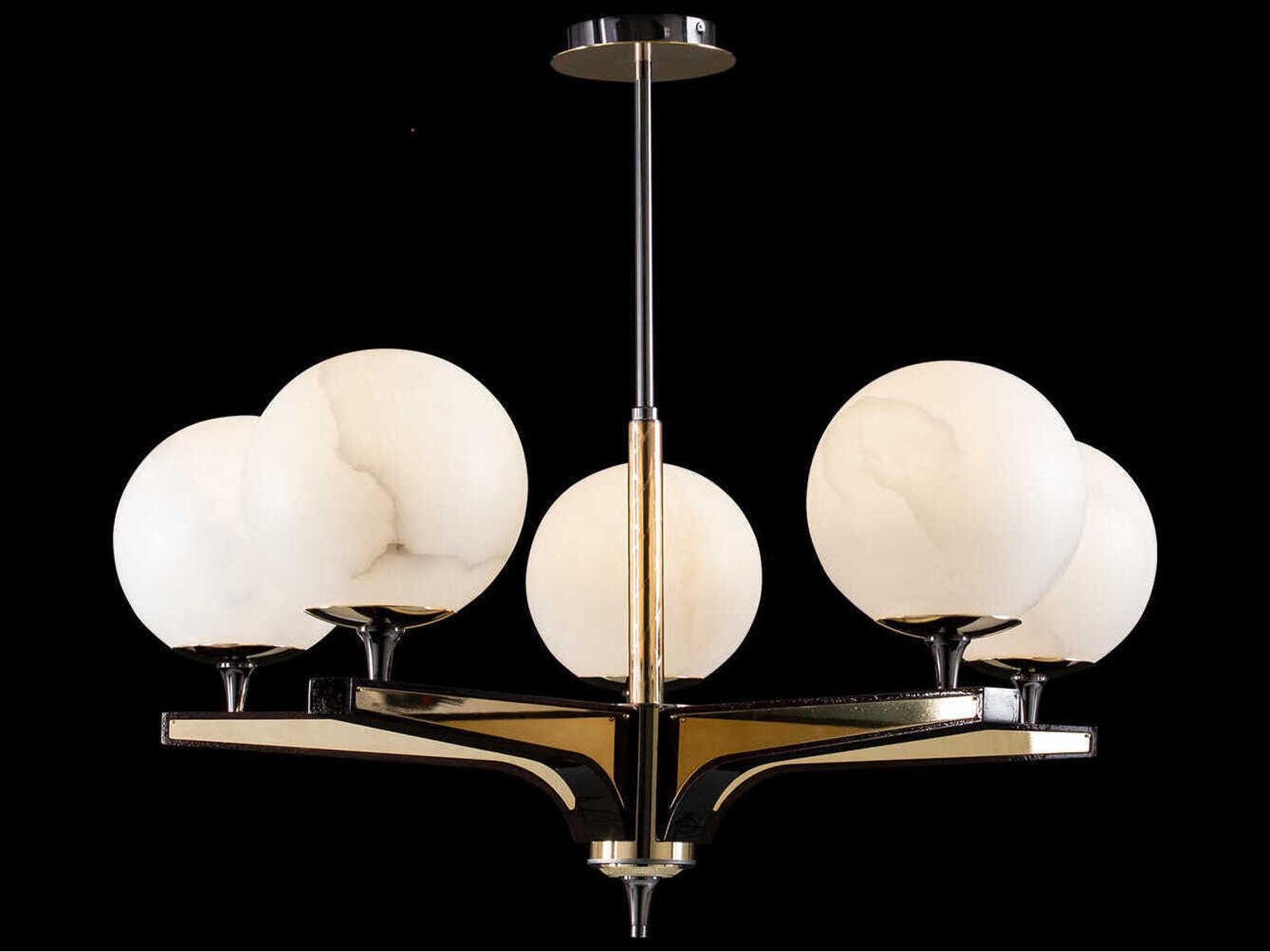 Fine Art Handcrafted Lighting Mariner 5-Light Polished Brass Fume Globe Chandelier