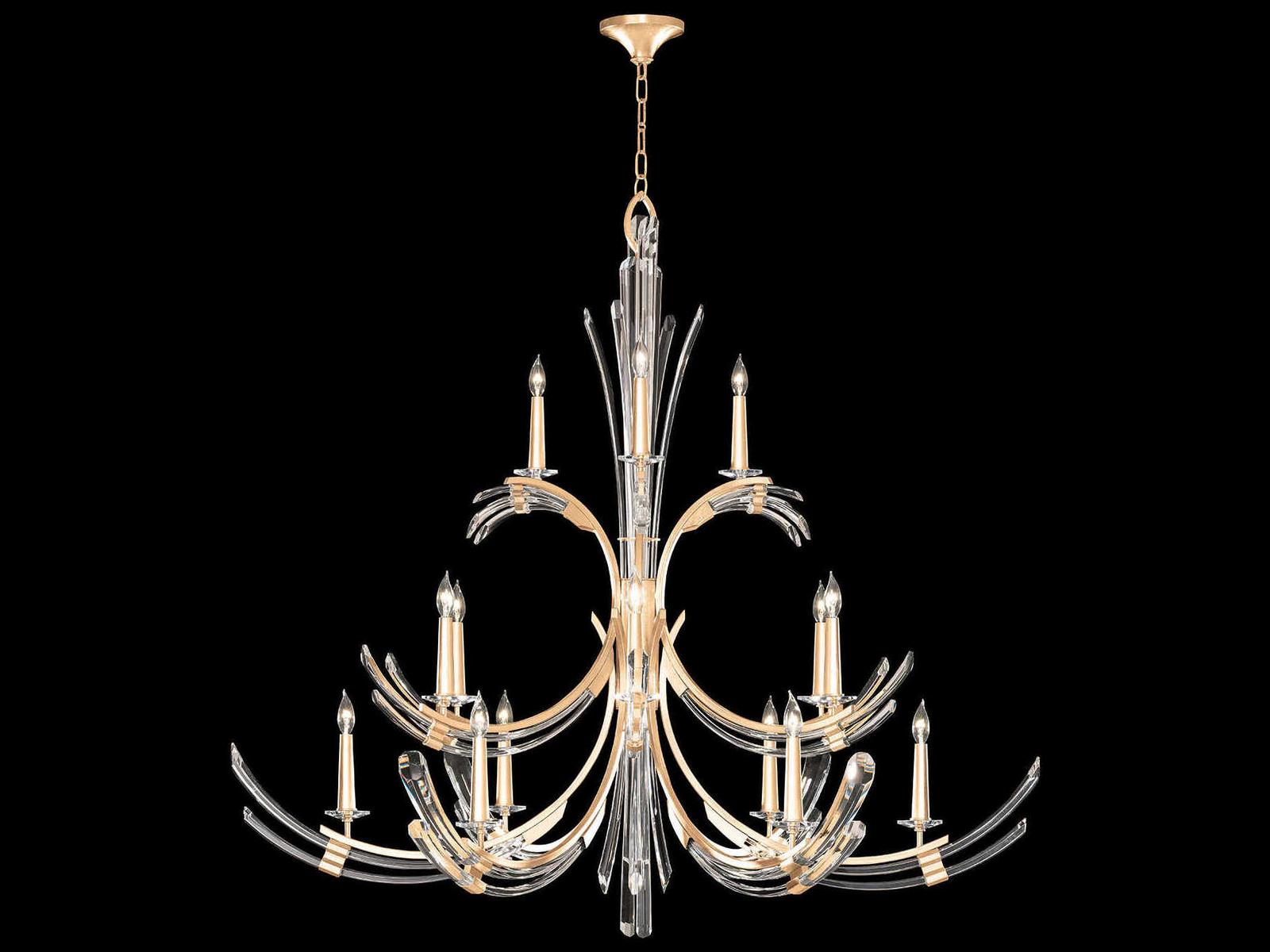 Fine Art Handcrafted Lighting Trevi 15-Light Candelabra Chandelier with Hand-Carved Crystals