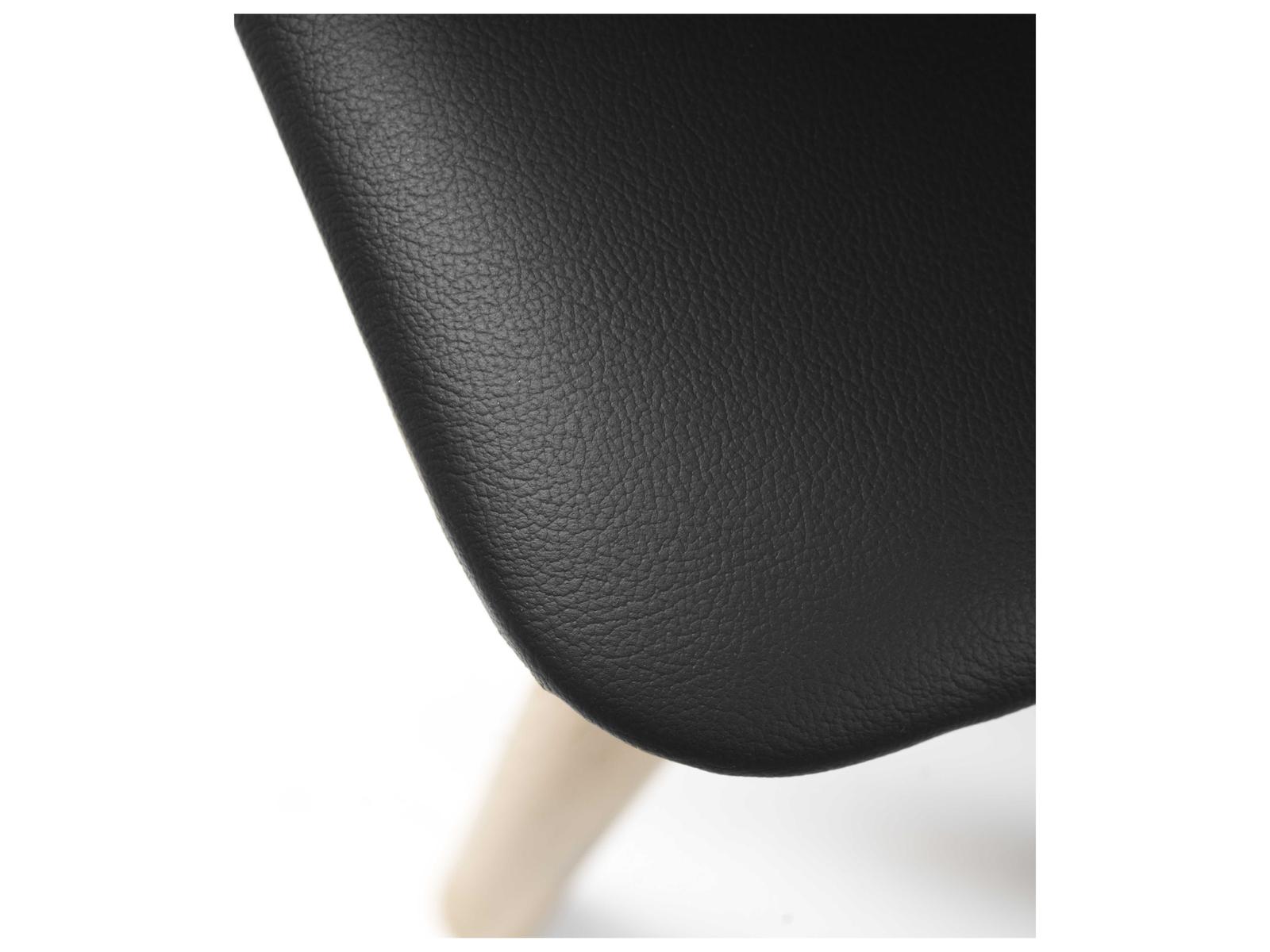 J48 Oak Wood Black Leather Armless Dining Chair