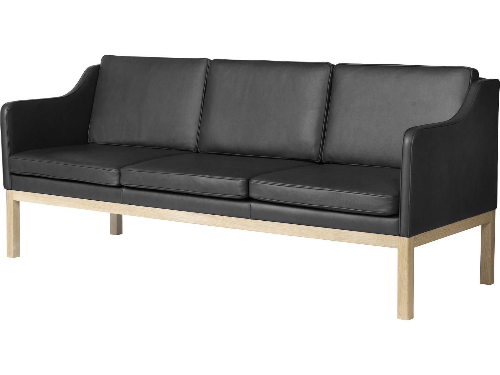 MK46 Black Leather Sofa