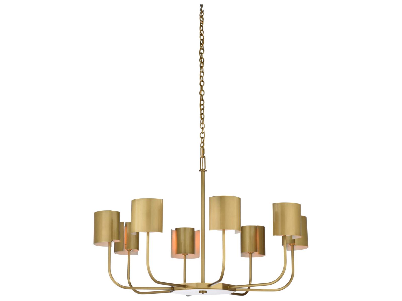 Frederick Cooper 8-Light Castle Yard Geometric Linear Chandelier in Antique Brass
