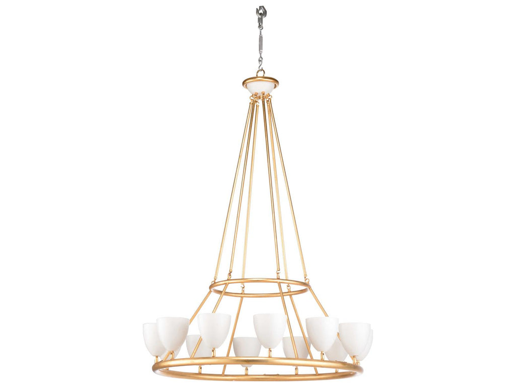 Frederick Cooper Larry Laslo Marilyn 12-Light Candelabra Chandelier in Antique Gold Leaf and Matte White