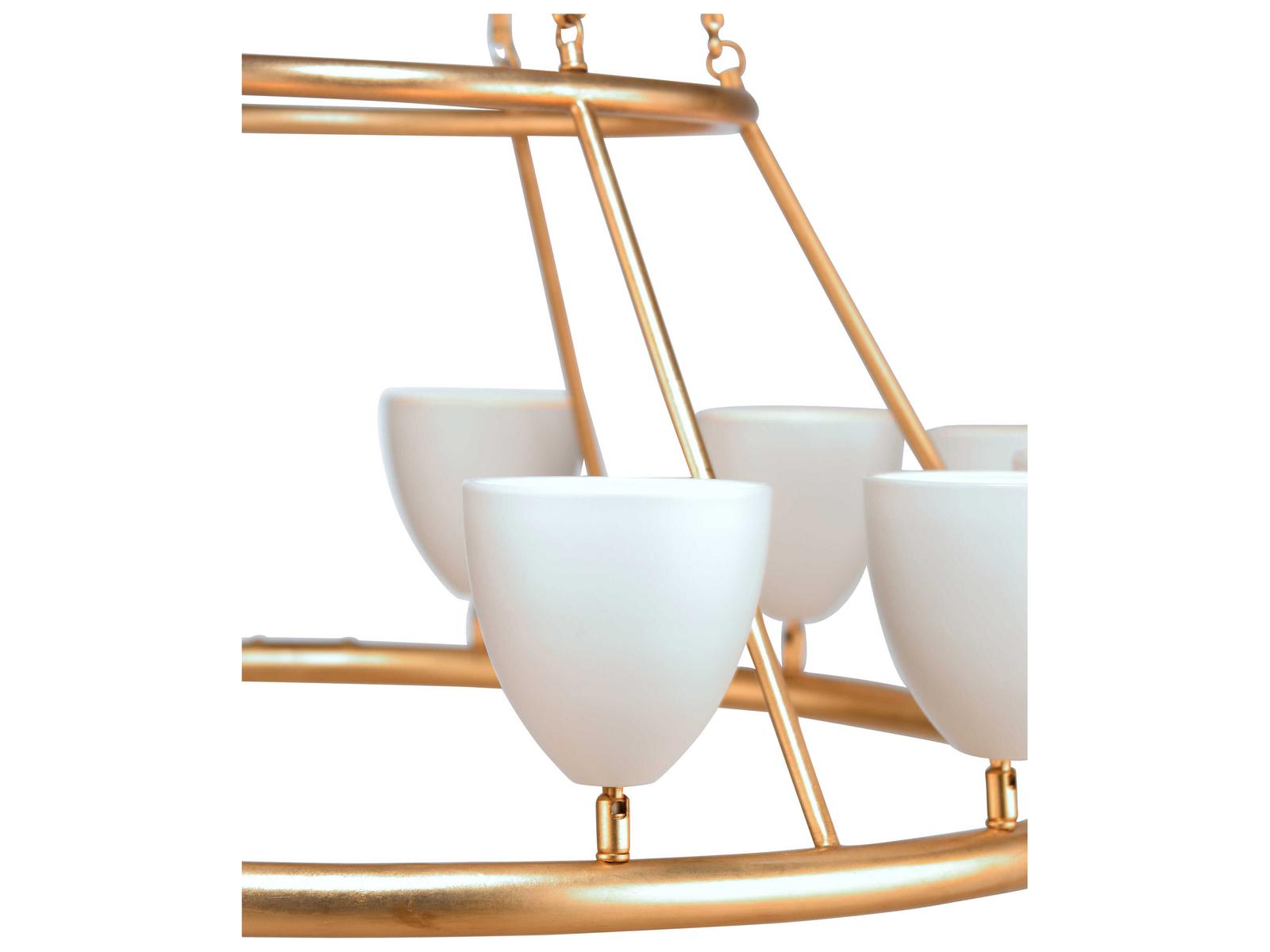 Frederick Cooper Larry Laslo Marilyn 12-Light Candelabra Chandelier in Antique Gold Leaf and Matte White