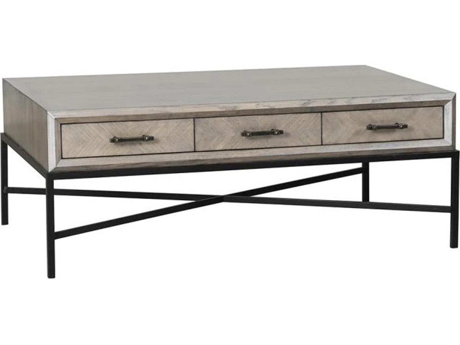 Monogram Expedition Rectangular Wood Coffee Table with Drawers