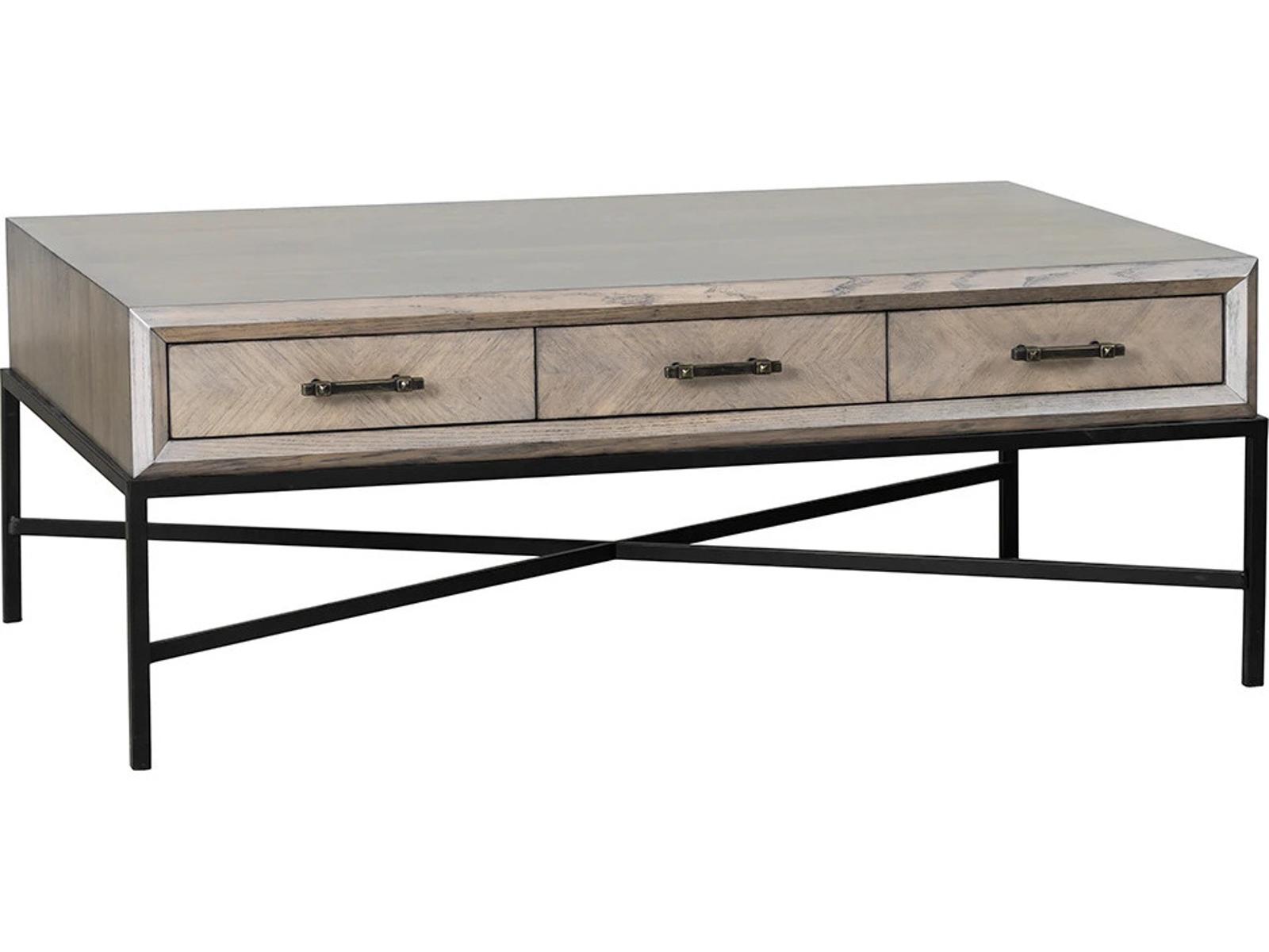 Monogram Expedition Rectangular Wood Coffee Table with Drawers