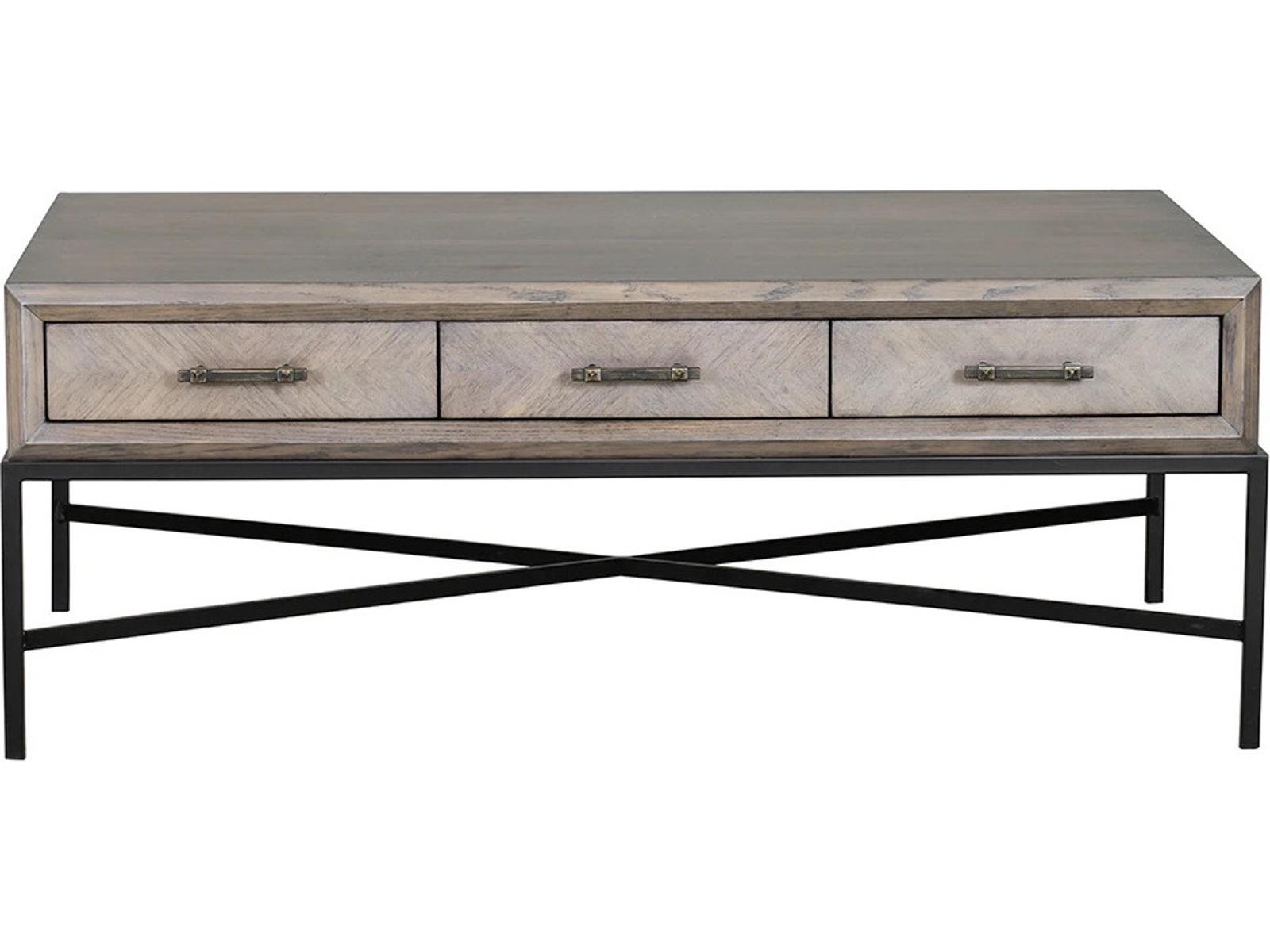 Monogram Expedition Rectangular Wood Coffee Table with Drawers