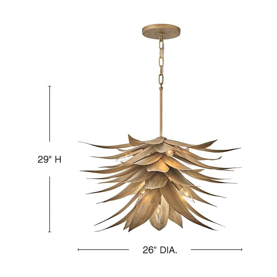Fredrick Ramond Agave 7 Light 26" Wide Taper Candle Pendant with Hand Sculpted Steel Leaves