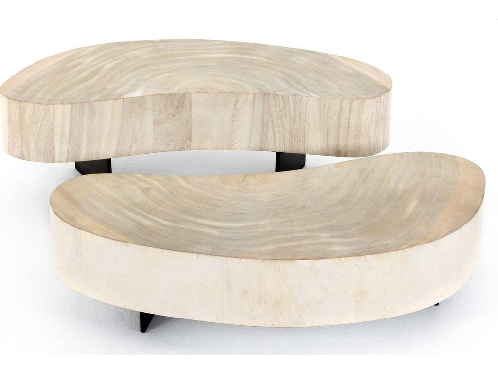 Wesson Avett Kidney Coffee Table Bleached Guanacaste and Gunmetal
