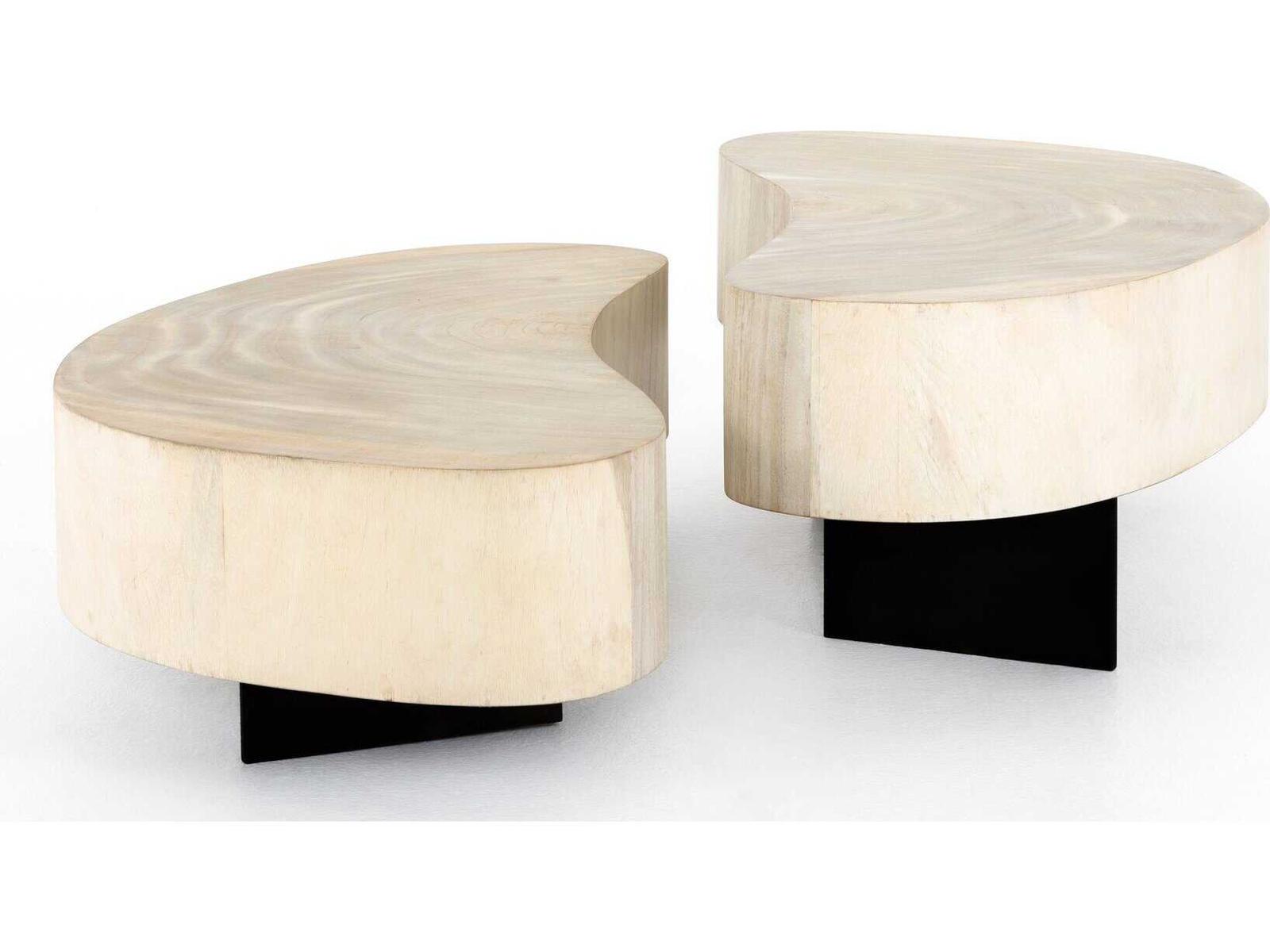 Wesson Avett Kidney Coffee Table Bleached Guanacaste and Gunmetal