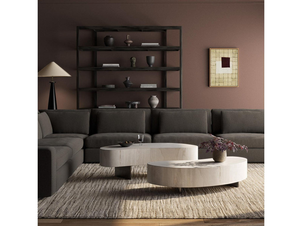 Wesson Avett Kidney Coffee Table Bleached Guanacaste and Gunmetal
