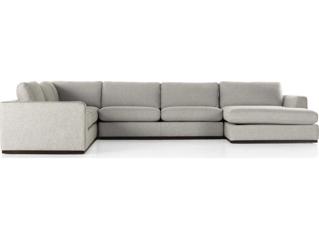 Centrale 4-Piece Modular Poly Linen Blend Sectional Sofa in Aldred Silver