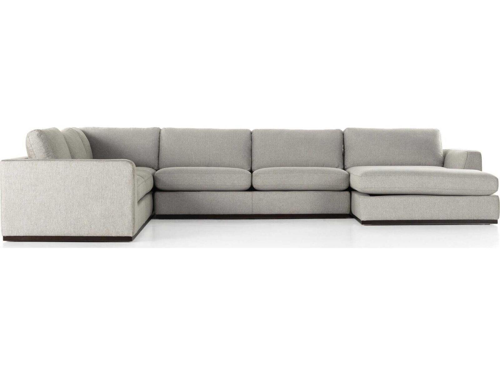 Centrale 4-Piece Modular Poly Linen Blend Sectional Sofa in Aldred Silver