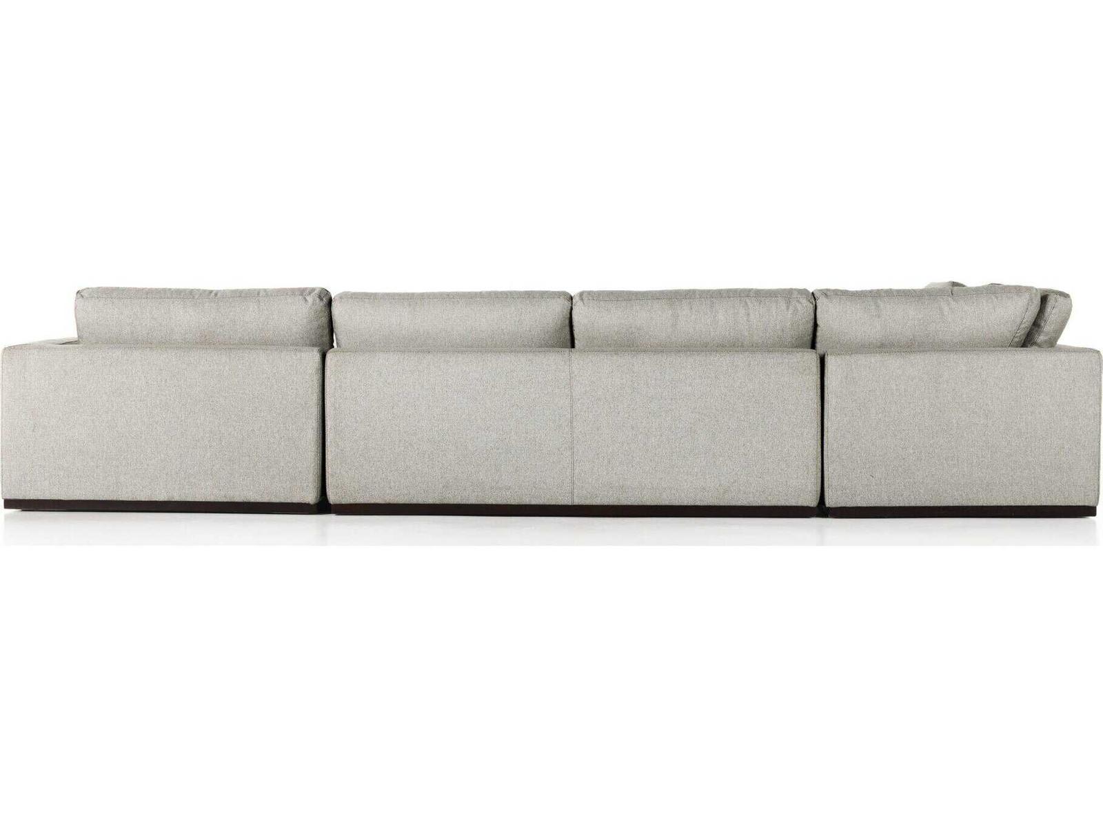 Centrale 4-Piece Modular Poly Linen Blend Sectional Sofa in Aldred Silver